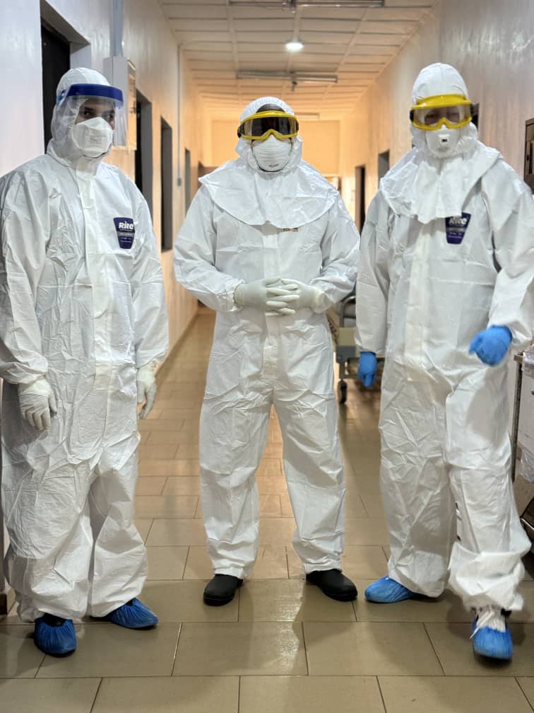 PPE-clad clinicians ready for ward rounds