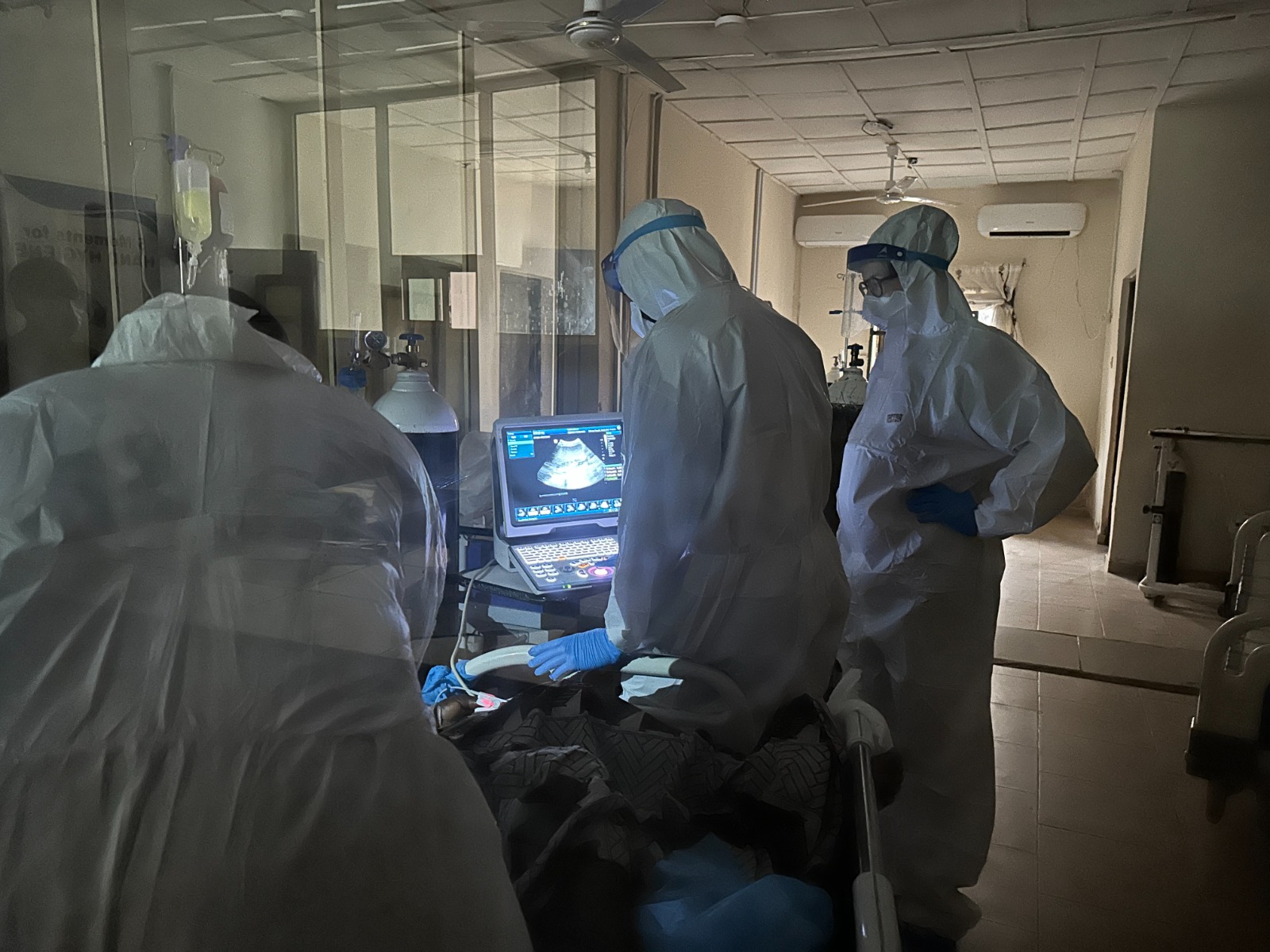 Point-of-care ultrasound performed in PPE inside the isolation ward